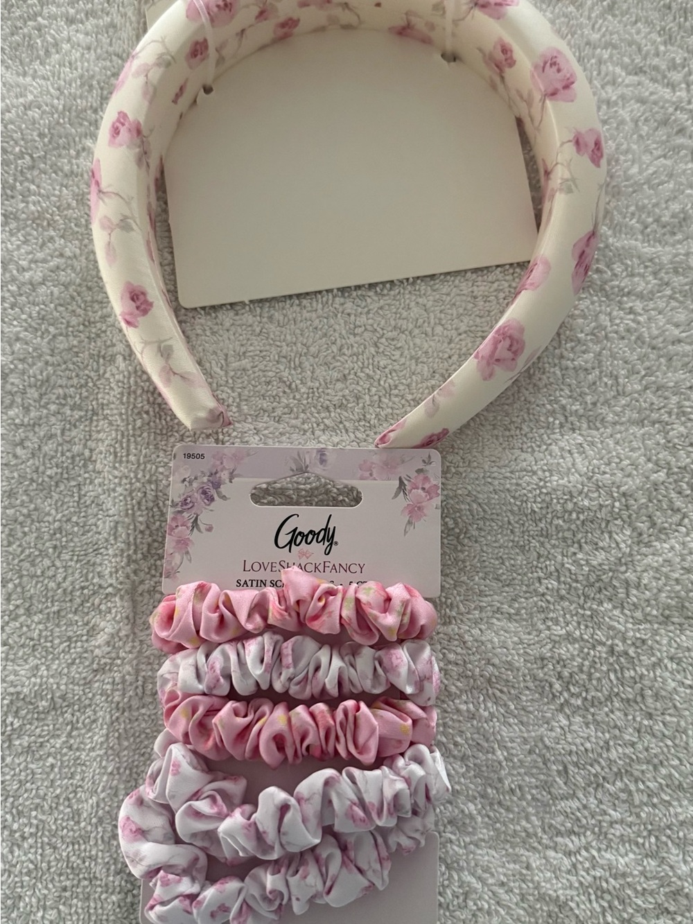 Kids Pink Floral Headband and Scrunchie Set